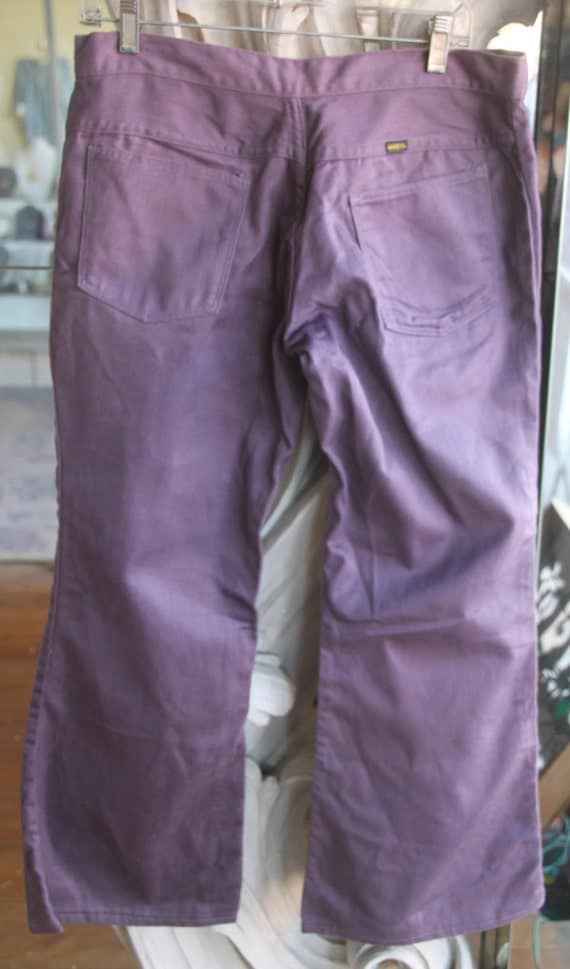 Vintage 1970s Purple Flare Pants 33 Waist 28.5 Inseam NOS New