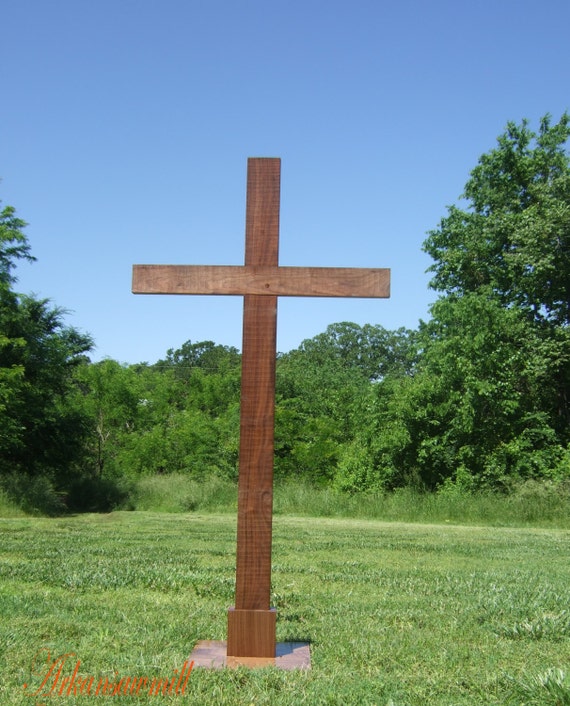 Large Dark Walnut Wood Cross with Stand Wedding by ...