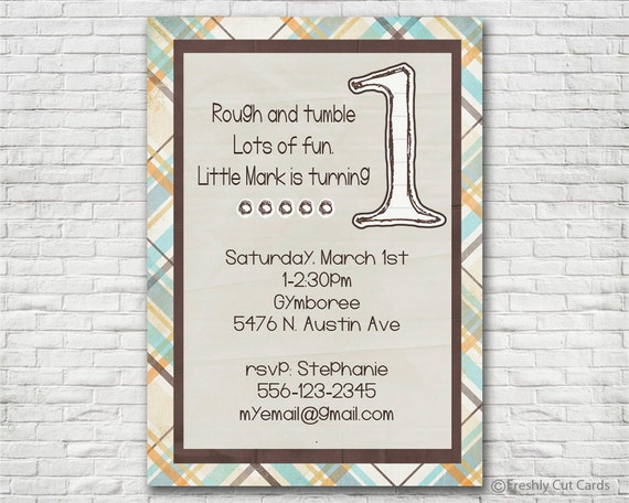 Rough and Tumble 1st Birthday Invitation - Printable or Printed (w/ FREE Envelopes) Il_570xn