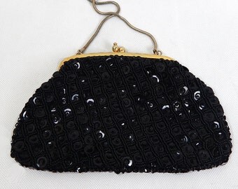 Items similar to Bronze sequin and leather, fold over clutch, on Etsy