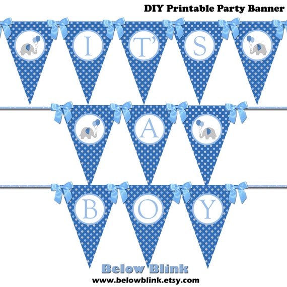 Items similar to It's a Boy Banner, Blue Printable Pennant Banner ...
