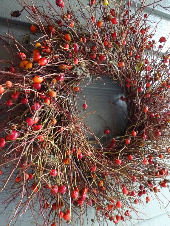 Autumn Wreath Rose Hips Wreath Natural Wreath Berry Wreath