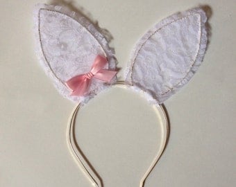 White Lace Bunny Ears