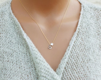 Tiny Star Necklace / Lucky Necklace // Horseshoe Necklace / Dainty Necklace / Charm Necklace / Simple Silver Necklace, Childs Necklace