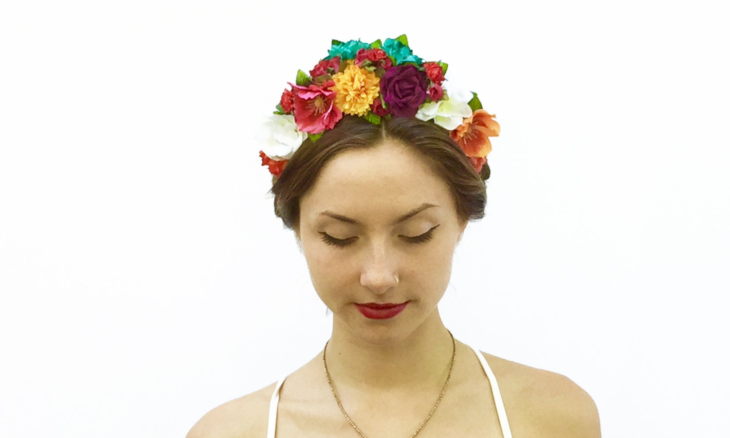 Frida Kahlo Flower Crown Colorful Mexican Headpiece Floral
