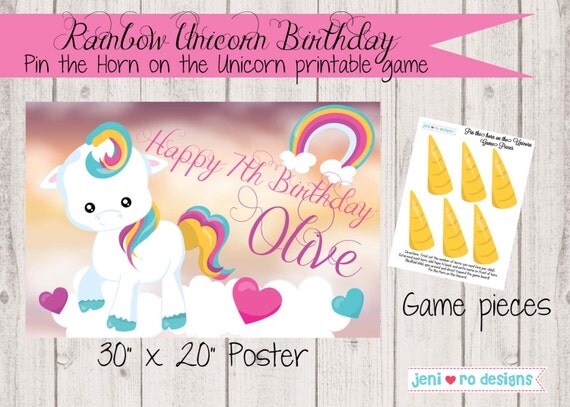 pin the horn on the unicorn printable birthday game