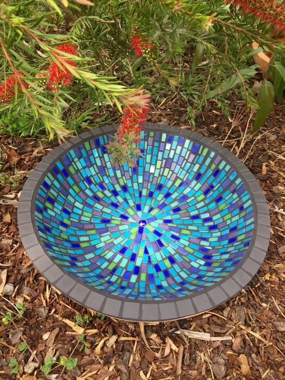 Mosaic bird bath birdbath Unique garden by RebeccaNaylorMosaics