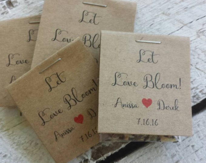 Personalized MINI Let Love Grow Heart Flower Seeds Packet Favors Wildflower Seed Shabby Chic Rustic Cute Little Favors