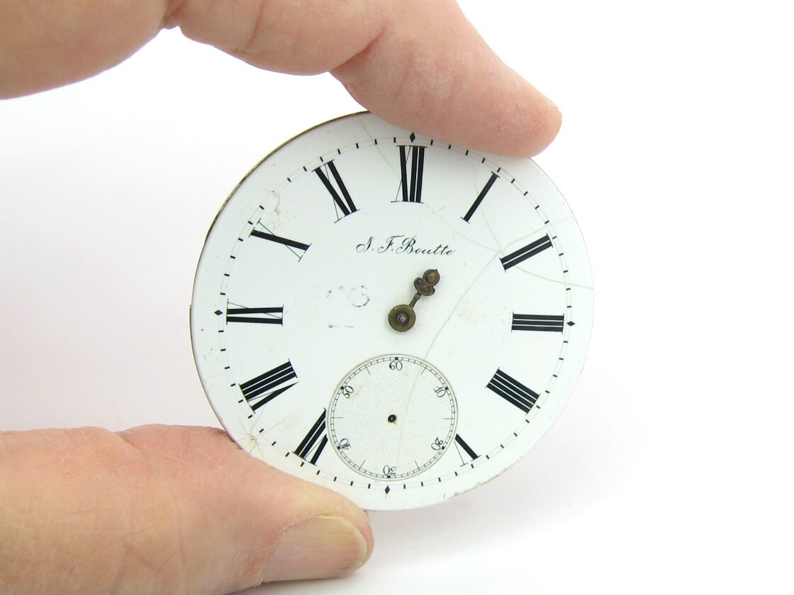 Watch Face & Works. Watch Parts Jewels. Porcelain Enamel.