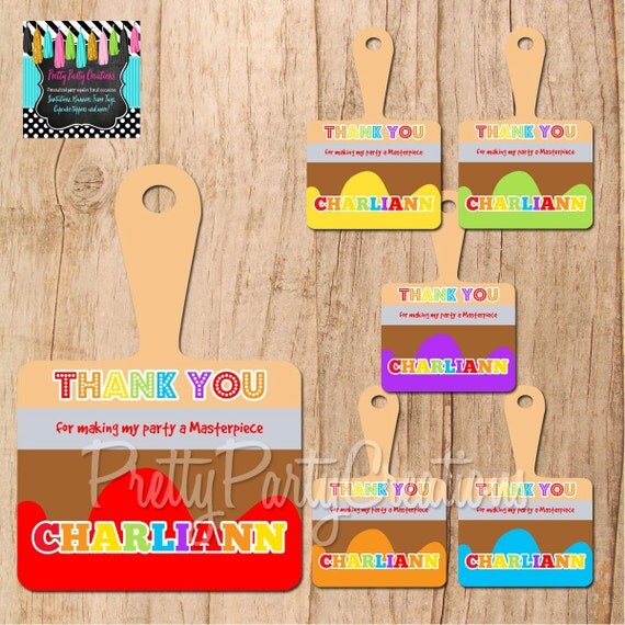 PAINT BRUSH party favor tags You print