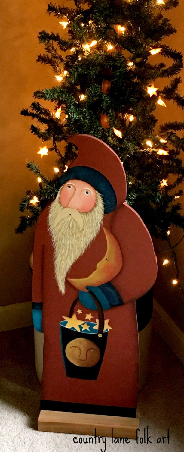 Folk Art Santa wooden Santa hand paintedold world Santa