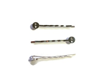 Silver Bobby Pin Blank - Hair Pin - 8mm Tray - 52mm or 2" - DIY - Blanks - 5 10 20 30 35 pieces - bulk DIY