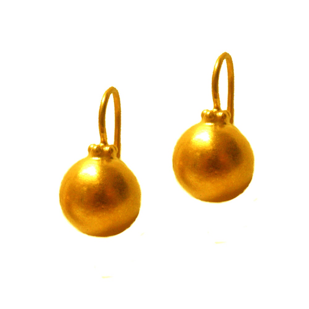 24K Gold Earring Ball Dangle earrings gift for by ChenFuchsJewelry