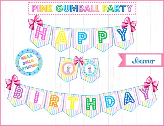 GUMBALL BUNTING ~ Printable Instant Download Il_570xn