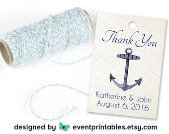 Printable Nautical Favor Tags, Beach Wedding Tags, Anchor Gift Tags, Nautical Baby Shower Tags, Ahoy It's a Boy Tags by Event Printables