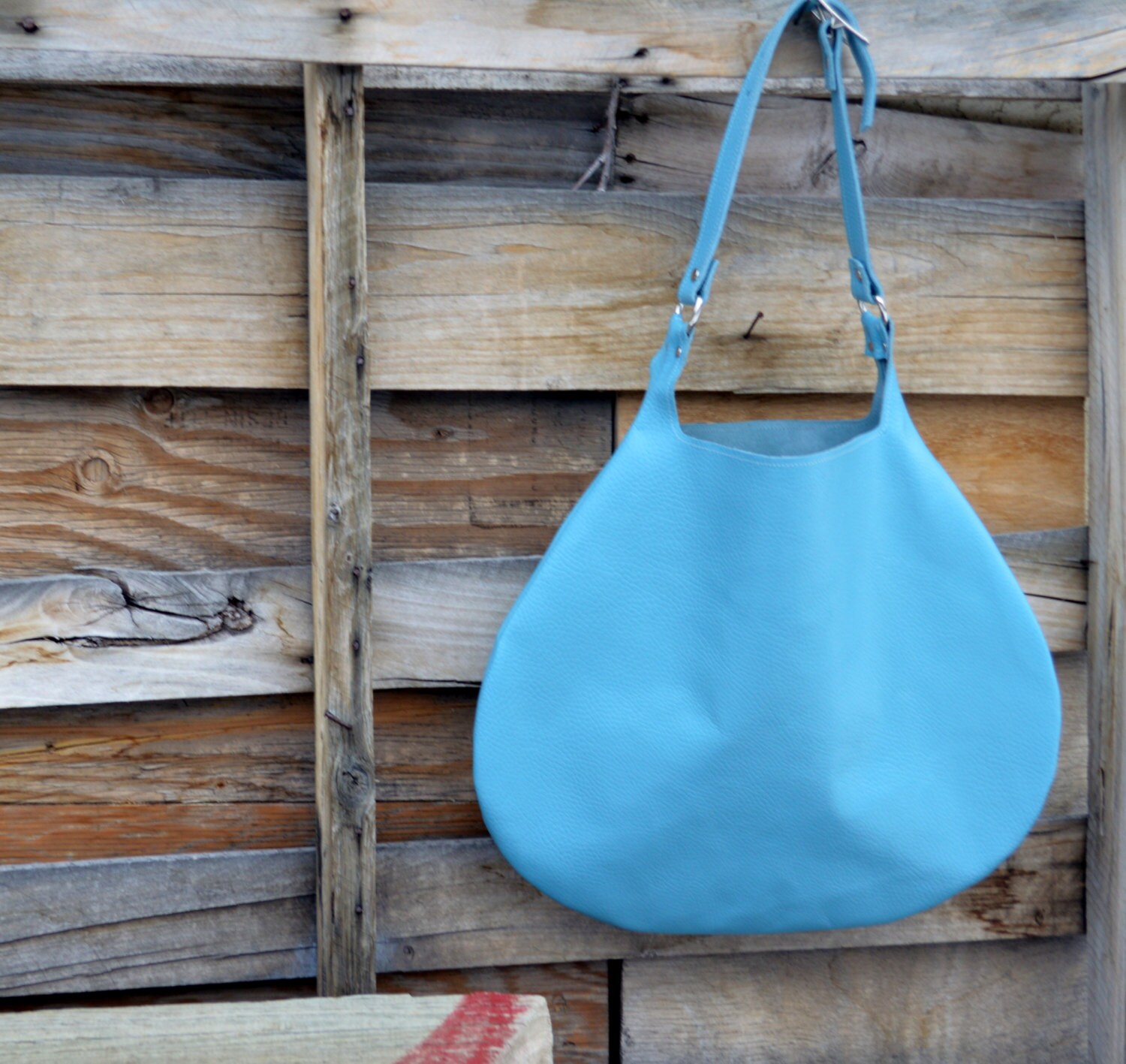 Cyber Monday Sale The Moon Tote Minimalist Leather Tote in Light Blue