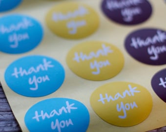 Thank You Stickers - 38mm Round Circle Sticker Seals - 54 seals