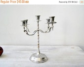 Mid century 5 arms Silver tone Candelabra, Traditional Holiday tableware, Retro Victorian Kitchenware, Star of David, Judaical, Romantic