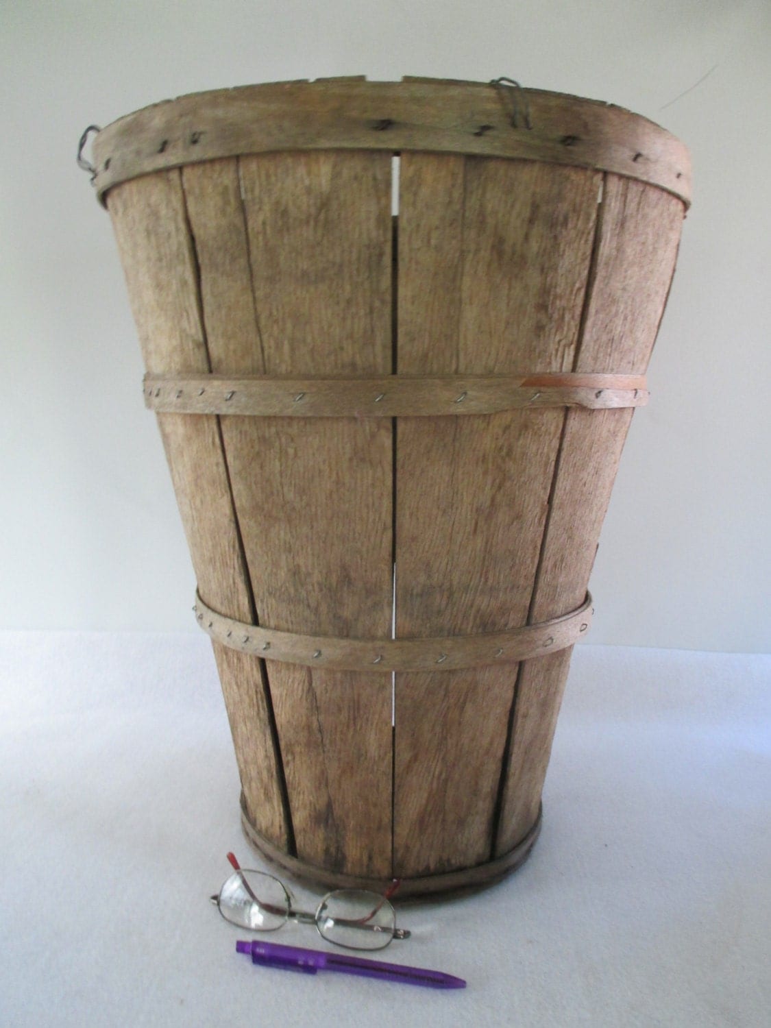 Bushel Basket Vintage Tall Split Wood used Rustic by HobbitHouse