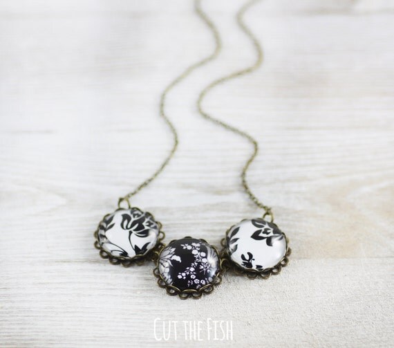 Items similar to Black and White Necklace Jewelry Art Jewelry