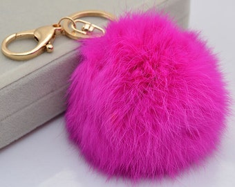 Fluff ball keychain | Etsy