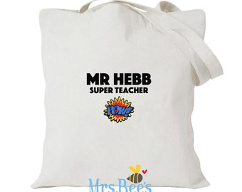 Teacher Tote Bag, Thank You Gift, Personalized teacher gift, Superhero, teacher thank you gift, teacher gift, school gift, teacher gift