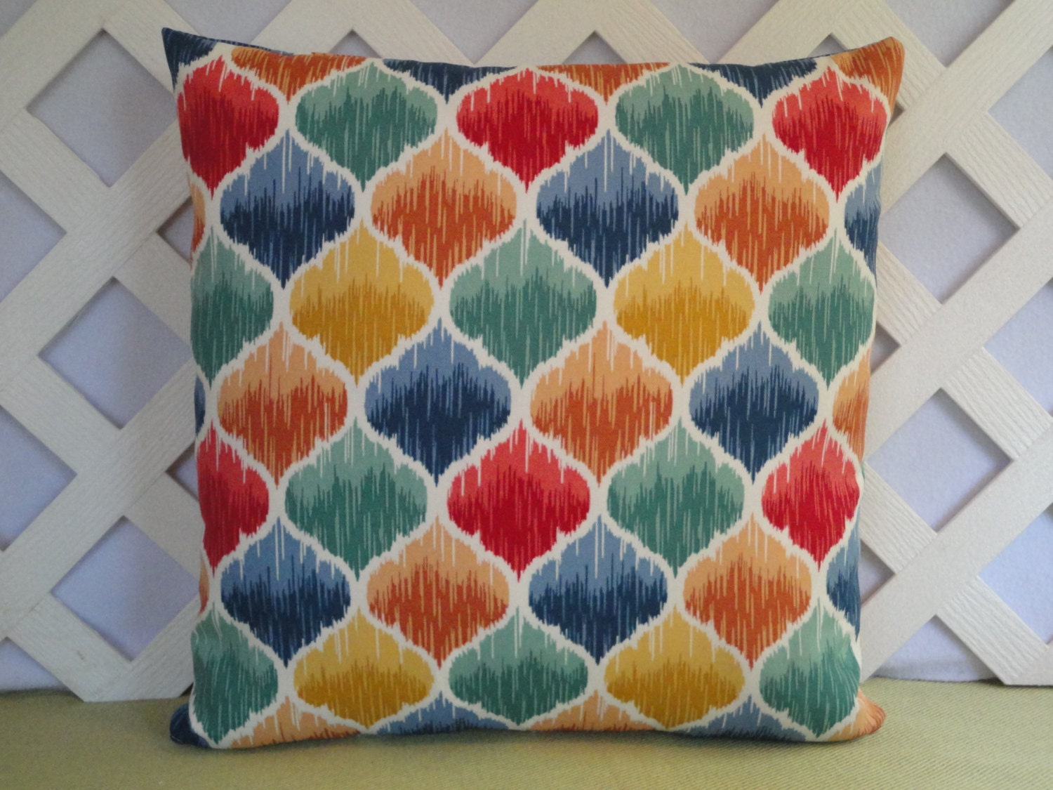 Geometric Shapes Outdoor Pillow Cover Blue Orange Gold Red