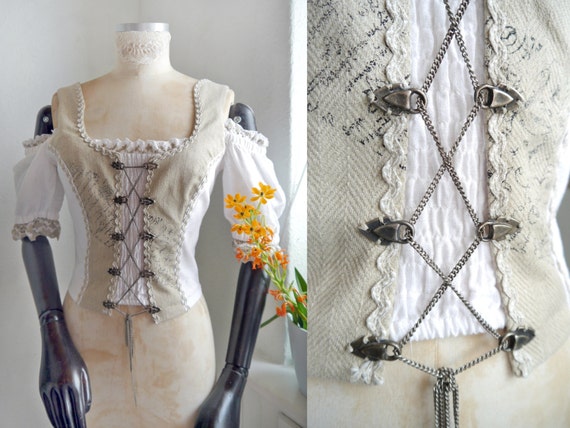 Off shoulder top Rustic romantic lace Top Carmen white rustic bustier blouse Fantasy Folk steampunk Historic Medieval style Oktoberfest by SuitcaseInBerlin steampunk buy now online