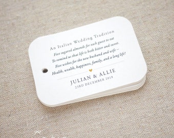 Sugared Almonds Personalized Gift Tags - Jordan Almond Favor Tags - Wedding Favor Tag - Wedding Bomboniere - Set of 15 (Item code: J567)