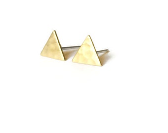 Gold Triangle Earring - Textured Gold