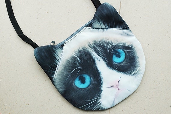 Grumpy cat cat cross body cat shoulder bag cat bag by BENWINEWIN