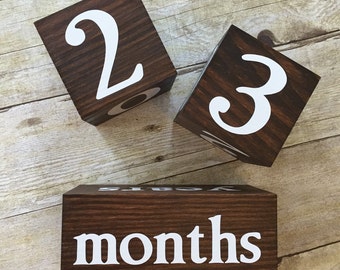 Large Baby Age Blocks. Nursery decor. Baby shower gift, unique baby items, best baby gifts. Replace monthly baby stickers!