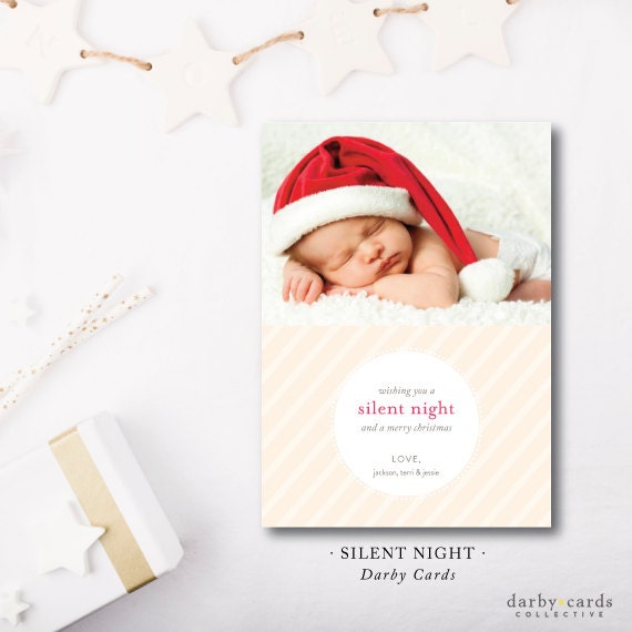 Items similar to Silent Night Printed Holiday Cards | Holiday Christmas Greeting Photo Card ...