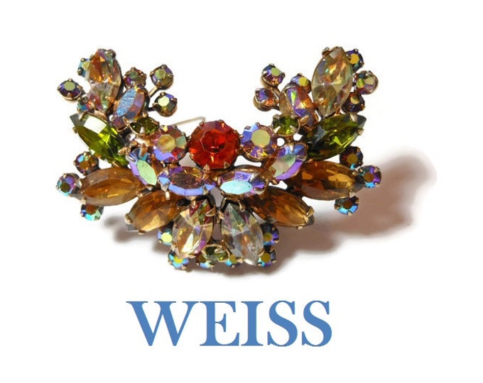 FREE SHIPPING Weiss rhinestone brooch Aurora Borealis mixed Austrian crystal rhinestones brooch