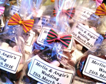Chocolate and marshmallow wedding favours
