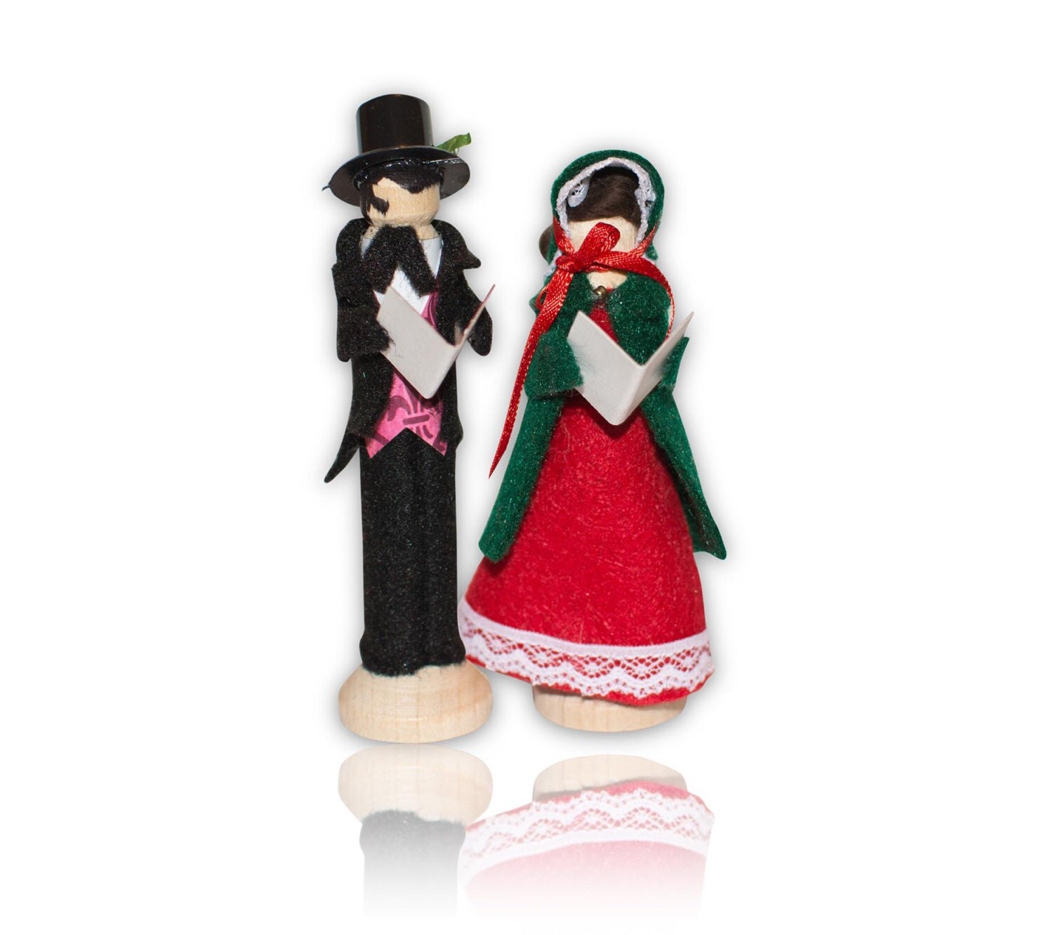 Two Wooden Clothespin Doll Stands for Clothespin Doll Ornament Kit from