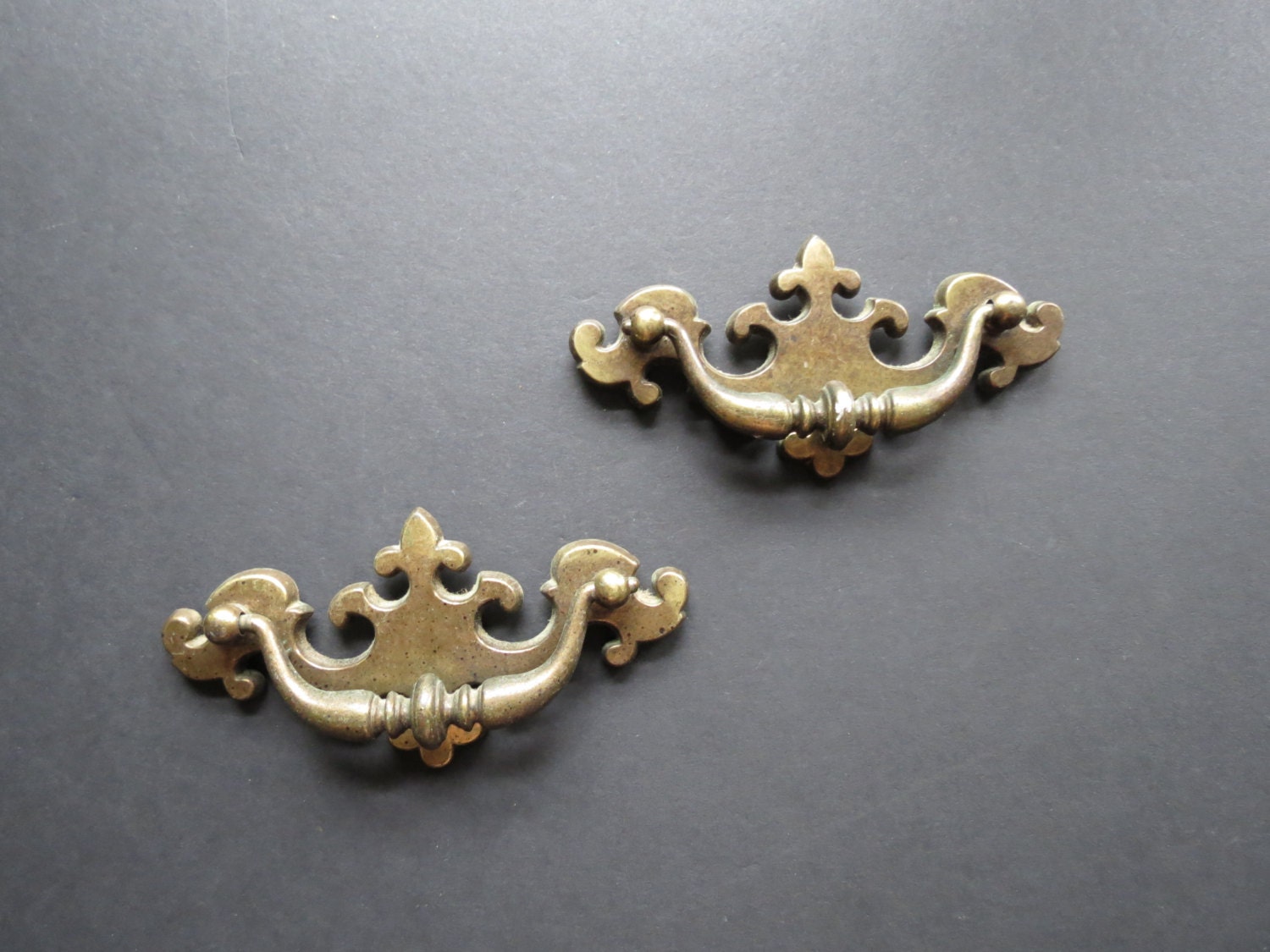 Vintage Brass Drawer Pulls // Retro Furniture Hardware Salvaged Set of ...