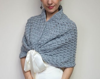 Stylish Crochet Bolero Romantic Wedding Shawl Lace Bridal Bolero Woman Formal Wear Gray Shawl Spring Wedding Wrap Bridal Cape Capelet