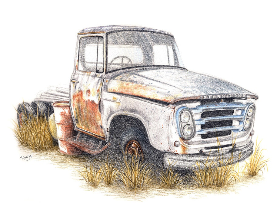 Rusty Truck Art Print Vintage Truck Vintage Car Old Truck