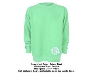 Comfort Colors sweatshirt, monogrammed sweatshirt, sweatshirt with monogram, comfort color sweatshirt, personalized sweatshirt,comfort color