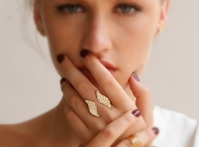 SALE Open Top Gold Wings Ring, Metalwork unique Statement Ring, Two parts open Ring, Adjustable wings Ring, Gold wings Ring