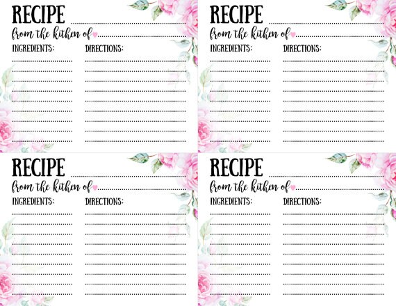 Bridal Recipe Cards Printable Bridal Shower Template INSTANT