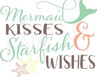 Mermaid Kisses SVG Cut File - Instant Download
