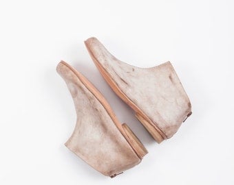 Beige ankle boots, Leather flat boots, Winter shoes, Everyday shoes