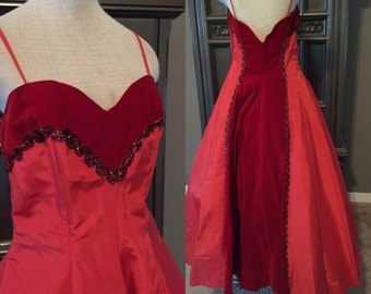 50s Lipstick Red Emma Domb Formal Party Dress 30"waist