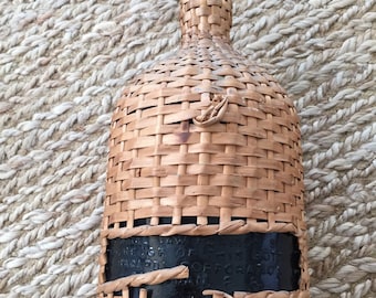 Vintage Wicker Covered Demi John- Wicker Covered Bottle