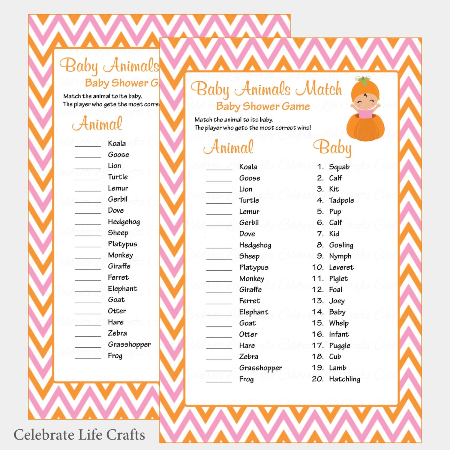 match baby animal names game