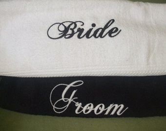 Made to order Bride and Groom, His and Hers Hand Towels