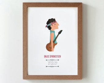 Illustration, print, Bruce Springsteen, Tutticonfetti, wall art, art decor. hanging wall, printed art, decor home, gift idea, sweet home.