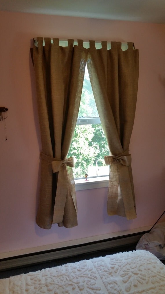 Burlap black out lined curtains Each panel measures 38